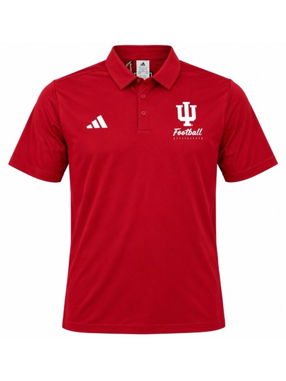 adidas Indiana Hoosiers NCAA Football Polo Golf Shirt Red White Men's XL